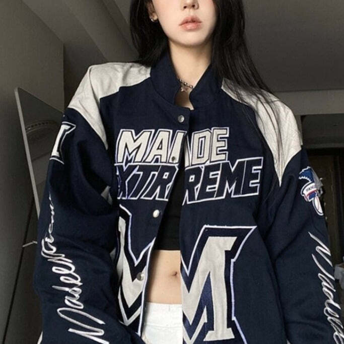 Style Core Aesthetics, New Style Trends - Embroidered Racing Jacket Style Core Aesthetics, New Style Trends - Embroidered Racing Jacket