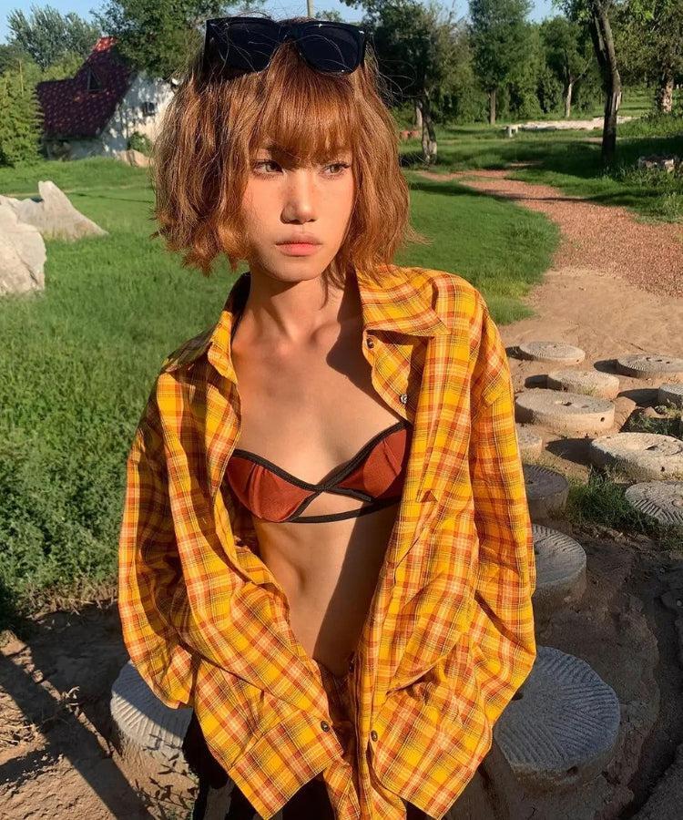 Style Core Aesthetics, New Style Trends - Embroidered Tasseled Plaid Shirt Style Core Aesthetics, New Style Trends - Embroidered Tasseled Plaid Shirt