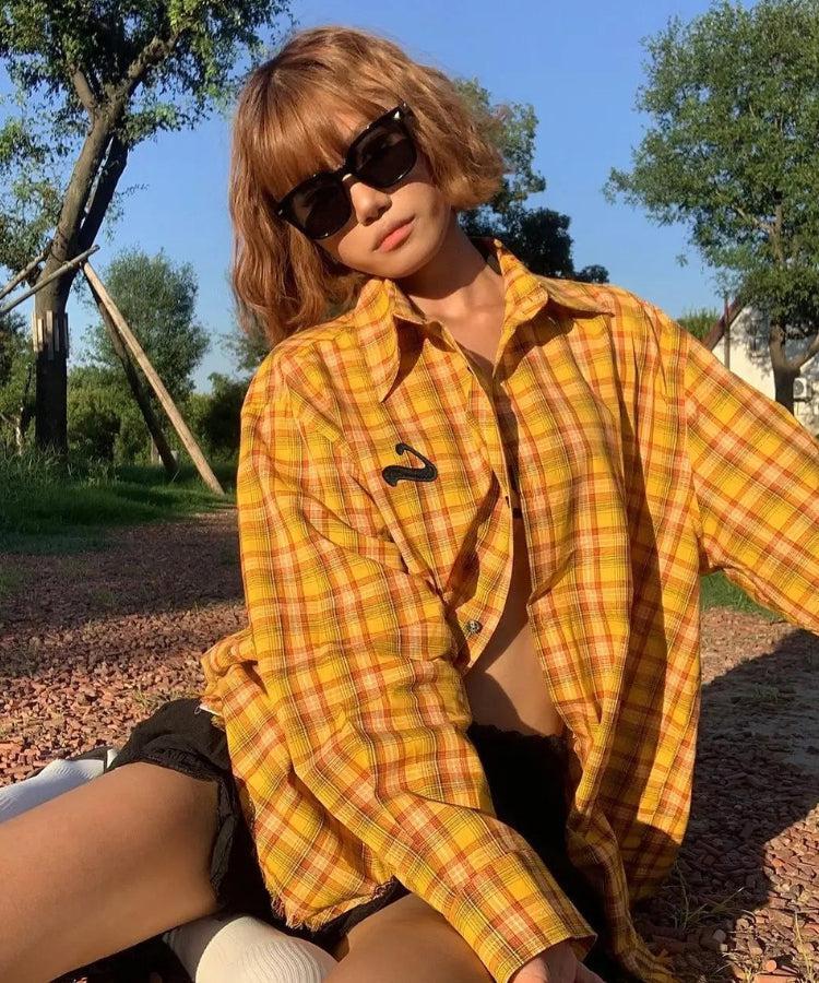 Style Core Aesthetics, New Style Trends - Embroidered Tasseled Plaid Shirt Style Core Aesthetics, New Style Trends - Embroidered Tasseled Plaid Shirt