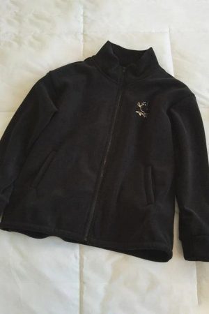Style Core Aesthetics, New Style Trends - Embroidery Zip Up Fleece Jacket