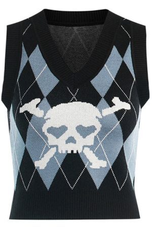 Style Core Aesthetics, New Style Trends - Emo Aesthetic Argyle Vest