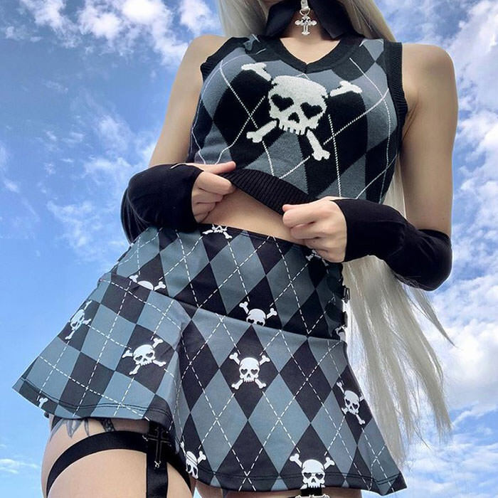 Style Core Aesthetics, New Style Trends - Emo Aesthetic Argyle Vest