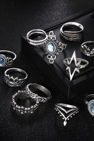 Style Core Aesthetics, New Style Trends - Ensemble de 11 pièces de pierres précieuses étoilées vintage sculptées