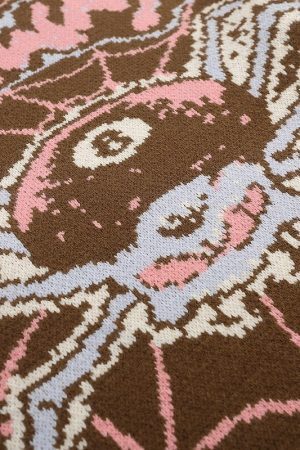 Style Core Aesthetics, New Style Trends - Evil Spider Graphic Knit Cotton Sweater