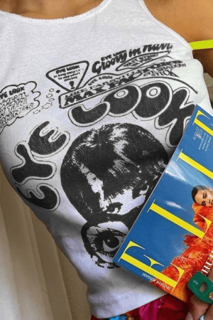 Style Core Aesthetics, New Style Trends - Eye Look Graphic Crop Tank Top