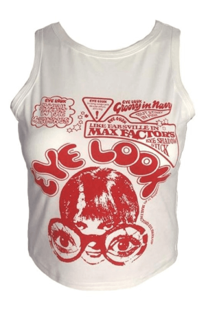 Style Core Aesthetics, New Style Trends - Eye Look Graphic Crop Tank Top