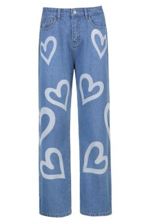 Style Core Aesthetics, New Style Trends - F235 Heart Pattern Denim