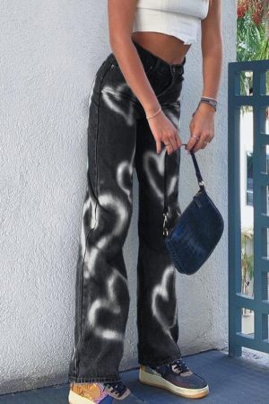 Style Core Aesthetics, New Style Trends - F235 Heart Pattern Denim