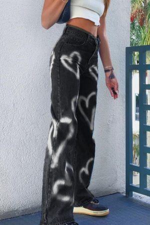 Style Core Aesthetics, New Style Trends - F235 Heart Pattern Denim