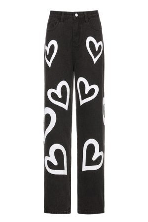 Style Core Aesthetics, New Style Trends - F235 Heart Pattern Denim