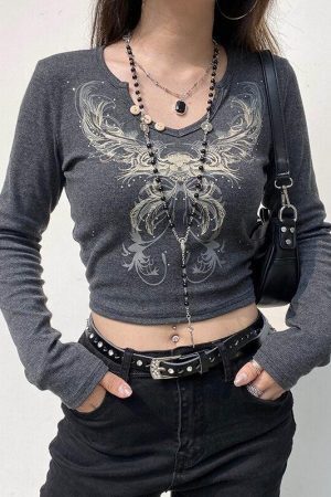 Style Core Aesthetics, New Style Trends - Fairy Grunge Butterfly Crop Top