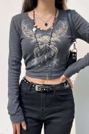 Style Core Aesthetics, New Style Trends - Fairy Grunge Butterfly Crop Top