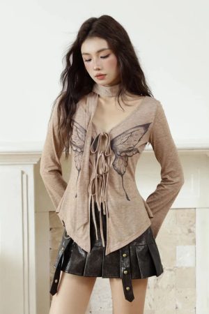 Style Core Aesthetics, New Style Trends - Fairy Grunge Butterfly Open Front Top