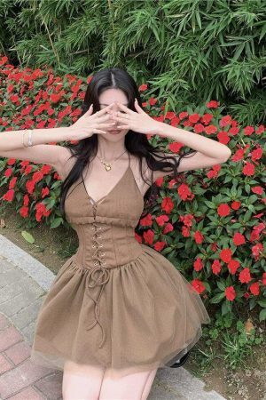 Style Core Aesthetics, New Style Trends - Fairy Grunge Corset Mini Dress