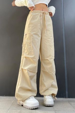 Style Core Aesthetics, New Style Trends - Fairy Grunge Drawstring Parachute Pants