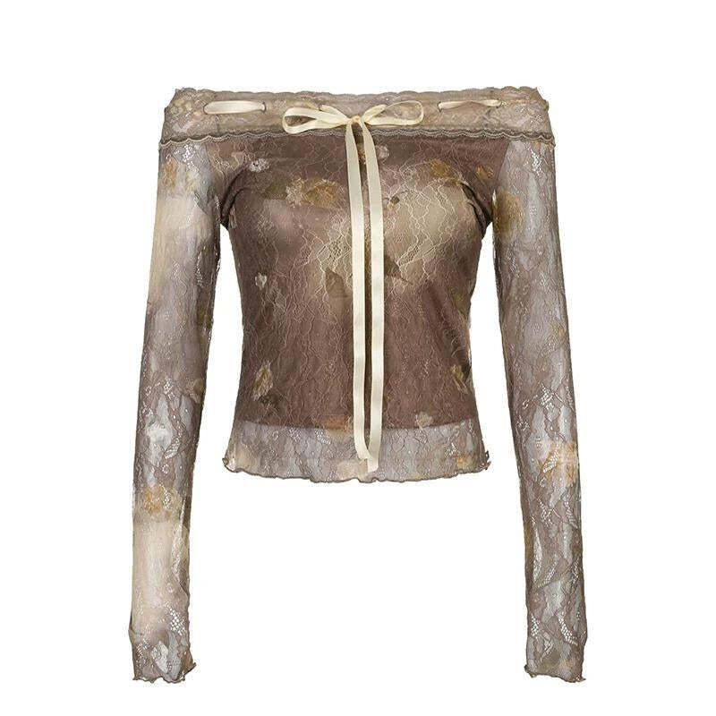 Style Core Aesthetics, New Style Trends - Fairy Grunge Floral Off Shoulder Lace Top Style Core Aesthetics, New Style Trends - Fairy Grunge Floral Off Shoulder Lace Top