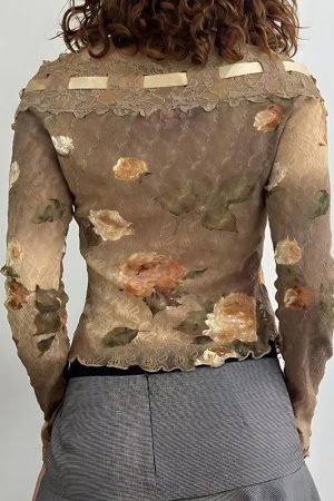 Style Core Aesthetics, New Style Trends - Fairy Grunge Floral Off Shoulder Lace Top