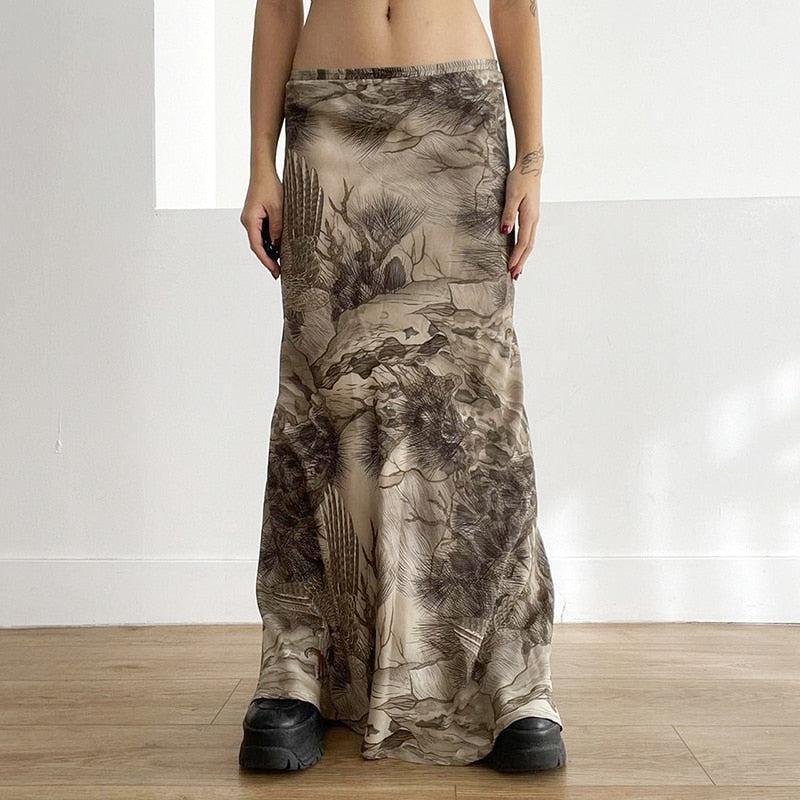 Style Core Aesthetics, New Style Trends - Fairy Grunge Forest Maxi Skirt