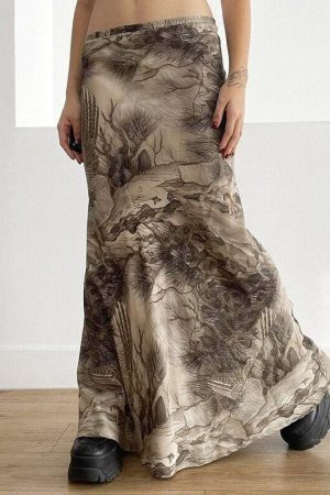 Style Core Aesthetics, New Style Trends - Fairy Grunge Forest Maxi Skirt
