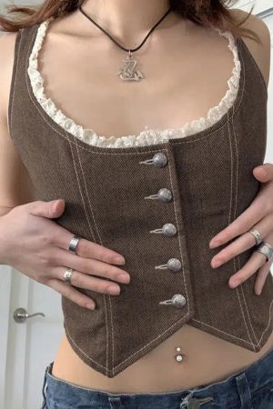 Style Core Aesthetics, New Style Trends - Fairy Grunge Lace Back Vest