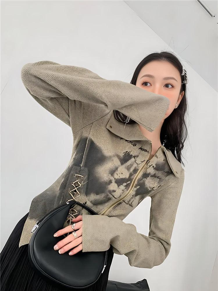 Style Core Aesthetics, New Style Trends - Fairy Grunge Lace Up Asymmetric Cardigan Style Core Aesthetics, New Style Trends - Fairy Grunge Lace Up Asymmetric Cardigan