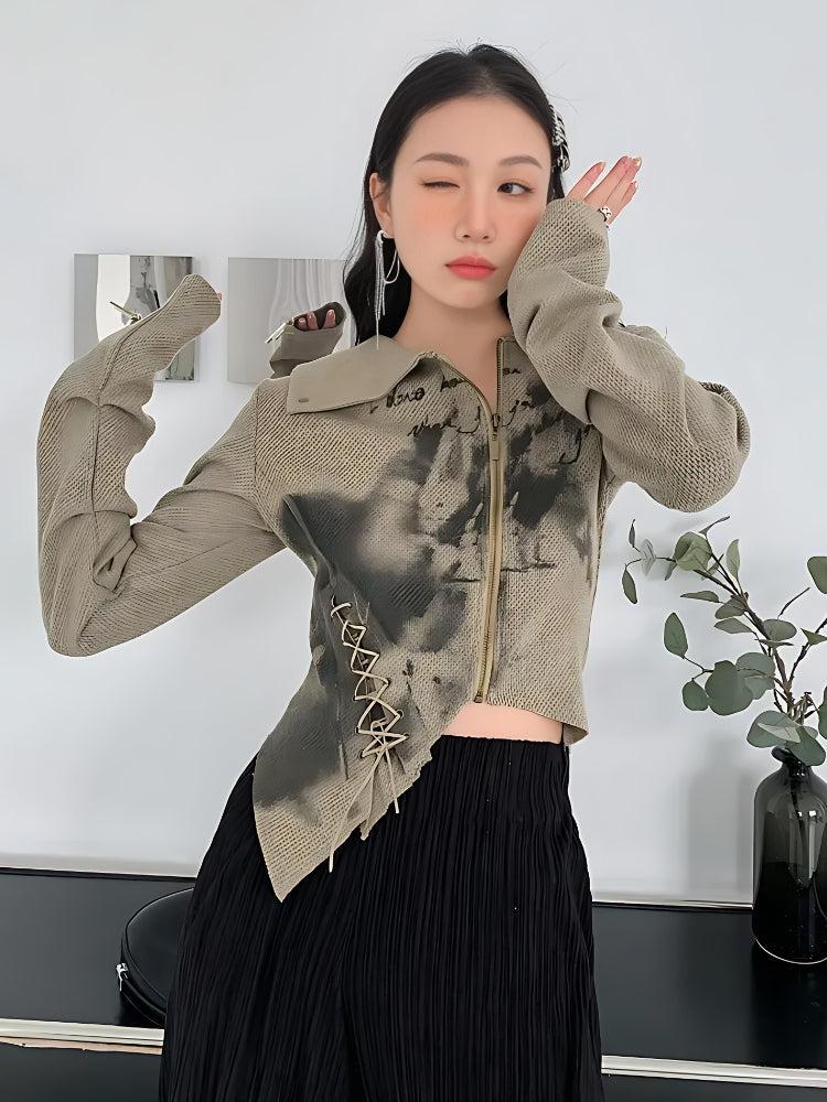 Style Core Aesthetics, New Style Trends - Fairy Grunge Lace Up Asymmetric Cardigan Style Core Aesthetics, New Style Trends - Fairy Grunge Lace Up Asymmetric Cardigan