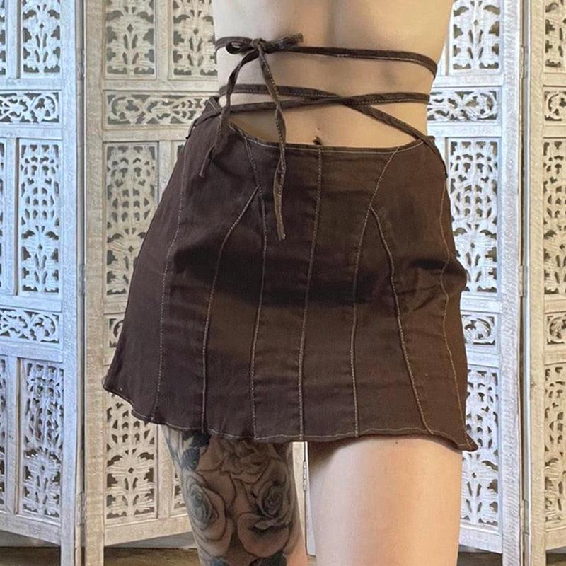 Style Core Aesthetics, New Style Trends - Fairy Grunge Lace Up Mini Skort