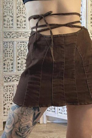 Style Core Aesthetics, New Style Trends - Fairy Grunge Lace Up Mini Skort