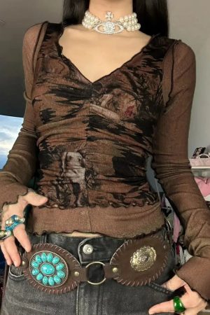 Style Core Aesthetics, New Style Trends - Fairy Grunge Mesh Sheer Top