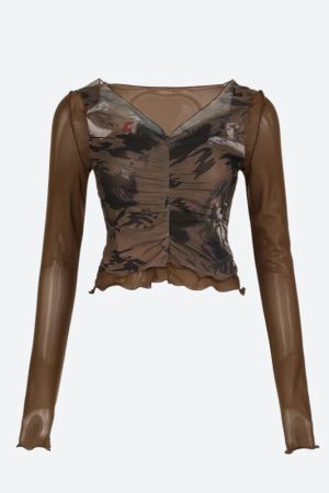 Style Core Aesthetics, New Style Trends - Fairy Grunge Mesh Sheer Top