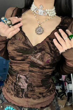 Style Core Aesthetics, New Style Trends - Fairy Grunge Mesh Sheer Top