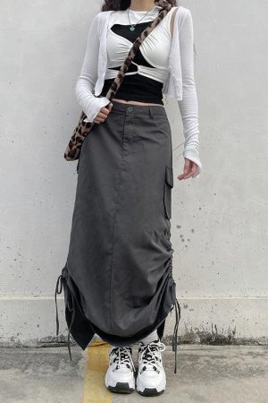 Style Core Aesthetics, New Style Trends - Fairy Grunge Parachute Maxi Skirt