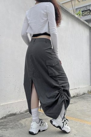 Style Core Aesthetics, New Style Trends - Fairy Grunge Parachute Maxi Skirt
