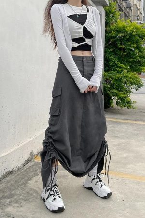 Style Core Aesthetics, New Style Trends - Fairy Grunge Parachute Maxi Skirt