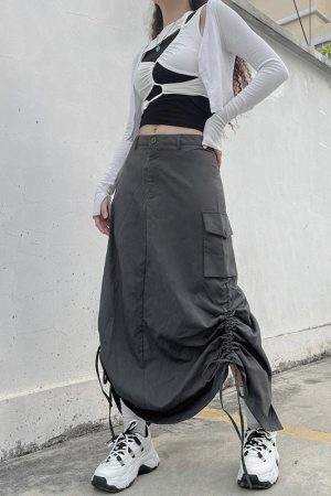 Style Core Aesthetics, New Style Trends - Fairy Grunge Parachute Maxi Skirt