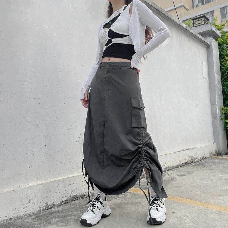 Style Core Aesthetics, New Style Trends - Fairy Grunge Parachute Maxi Skirt