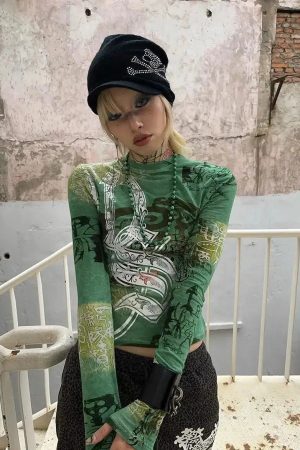 Style Core Aesthetics, New Style Trends - Fairy Grunge Print Top