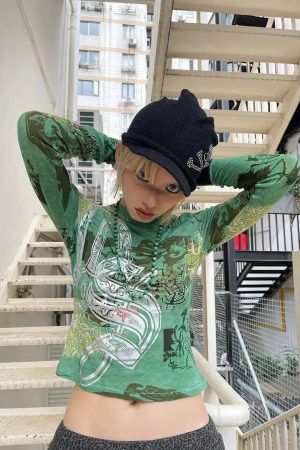 Style Core Aesthetics, New Style Trends - Fairy Grunge Print Top