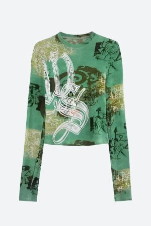 Style Core Aesthetics, New Style Trends - Fairy Grunge Print Top