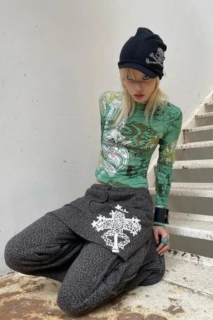 Style Core Aesthetics, New Style Trends - Fairy Grunge Print Top