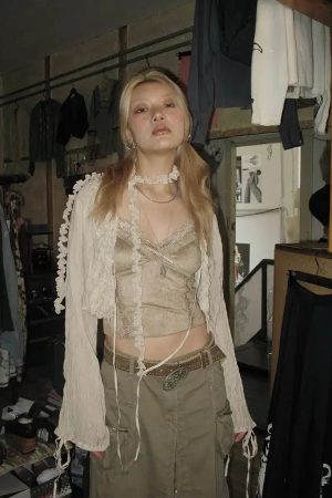 Style Core Aesthetics, New Style Trends - Fairy Grunge Ruffled Crop Cardigan