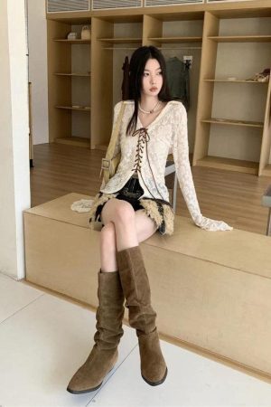 Style Core Aesthetics, New Style Trends - Fairy Grunge Transparent Lace Top