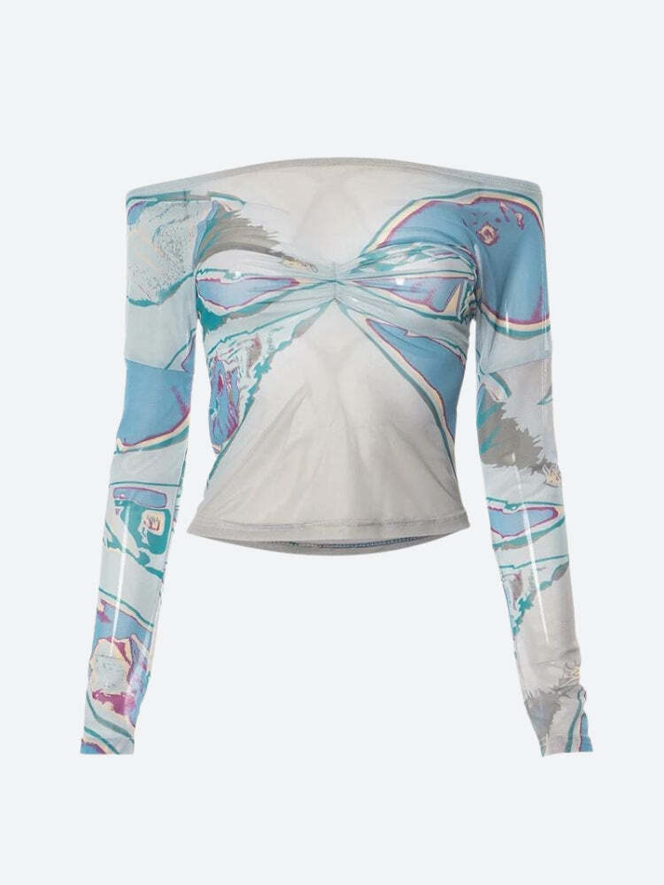 Style Core Aesthetics, New Style Trends - Fairycore Butterfly Mesh Top Style Core Aesthetics, New Style Trends - Fairycore Butterfly Mesh Top