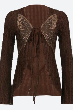 Style Core Aesthetics, New Style Trends - Fairycore Butterfly Open Front Top
