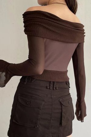 Style Core Aesthetics, New Style Trends - Fairycore Butterfly Ruched Off Shoulder Top