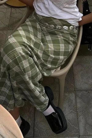 Style Core Aesthetics, New Style Trends - Fairycore Plaid Maxi Skirt