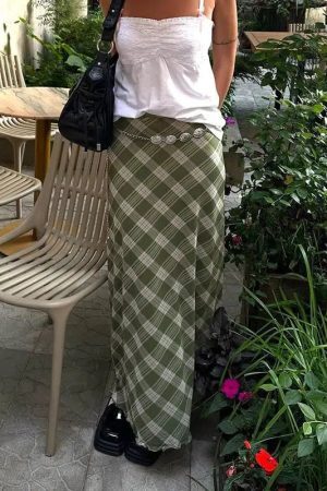 Style Core Aesthetics, New Style Trends - Fairycore Plaid Maxi Skirt
