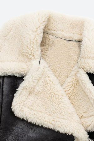 Style Core Aesthetics, New Style Trends - Faux Fur Lined Biker Jacket