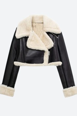 Style Core Aesthetics, New Style Trends - Faux Fur Lined Biker Jacket
