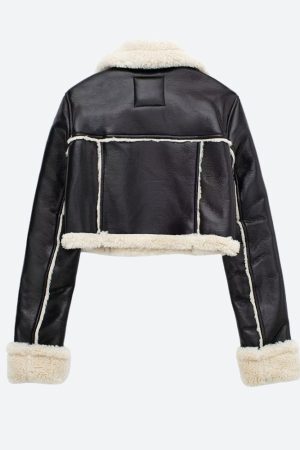 Style Core Aesthetics, New Style Trends - Faux Fur Lined Biker Jacket